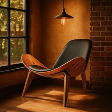 Shell lounge sessel - sessel, leder