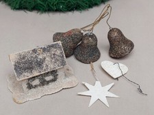 Alter Christbaum Weihnachtsbaum schmuck Pappe Granit Glimmer Haus Glocke Stern