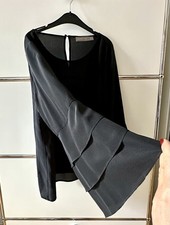 HALLHUBER Tunika 100 % Seide 40 L Dress Bluse Shirt black schwarz Seidenbluse