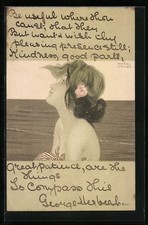 Künstler-AK Raphael Kirchner: Mädchen mit Rose im Haar, Profilbild 1902 