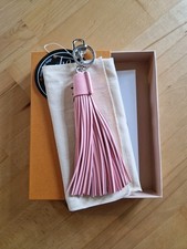 Original Louis Vuitton Taschenanhänger Tassel Bag Charm Leder rosa, silberne HW