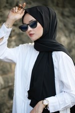 Medine İpegi Sal Tesettür Schal Esarp Hijab Schwarz Kopftuch