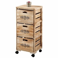 Holzkommode Rollenwagen braun