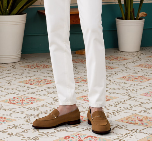 Herren echt wildleder slipper - echt,