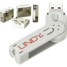 LINDY USB-A Port Schloss USB Port Lock + Key 4er Set Weiß inkl. 1 Schlüssel