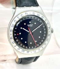 SWATCH IRONY ALUMINIUM 1997 UHR LEDERBAND swiss made watch black schwarz