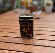Mini Tee Blechdose Schrader Teedose Stülpdeckel Schwarz Rot asiatische Motive