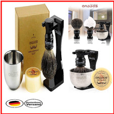 Handgefertigter Dachshaar-Pinsel | Ziegenmilchseife | Nassrasur-Set