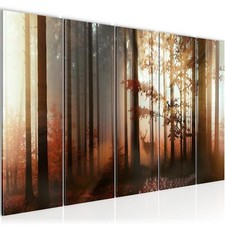 Wandbilder Set Wald Hirsch XXL Bild Schlafzimmer Wohnzimmer Flur Natur