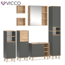 Spiegel Midischrank Hochschrank Wandregal Waschtischunterschrank Anthrazit Vicco