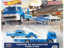 FORD  C-800 + Galaxie 500 Custom 1964 - blue / white - Hot Wheels 1:64