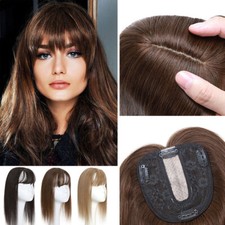 Damen Echthaar Topper Toupee Toupet Haarteile Clip In Remy Hair Extensions Pony