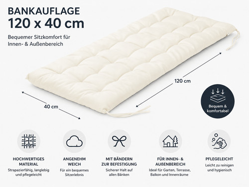 Bankauflage 120x40x4 creme - 120x40x4,