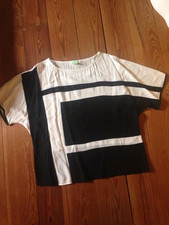 Schwarz weiss Airfield Oberteil Bluse XL