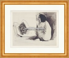 Frau in Betrachtung eines Schlafenden Aktzeichnung Pablo Picasso 077 Gerahmt