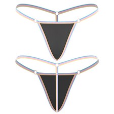 DE Damen String Tanga Transparent Nahtlos Regenbogen Mesh Mini Bikini T-back 