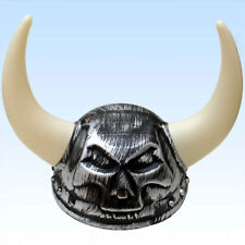 Silberner Helm Wikinger mit Hörnern Wikingerhelm f. Kostüm Wikinger Fasching