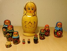 ? Russische Matroschka Holzpuppen – Handbemalt – 10-teilig ? Vintage Deko