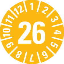 Prüfplakette 26, gelb