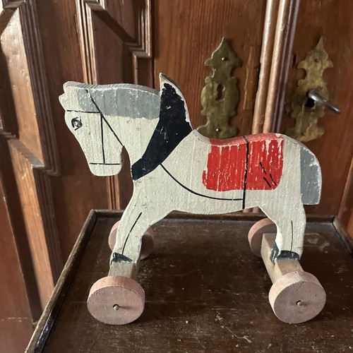 Altes holzspielzeug pferd 19cm - pferd,