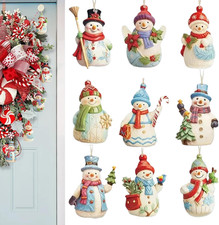 Weihnachtsdeko Holz Schneemann Figuren 9er Set Hängend Garten Fenster Küche