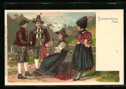 Künstler tiroler tracht - künstler-ak, in