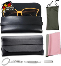 Leder Brillenetui Schwarz