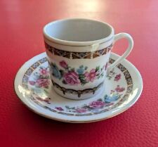 Sammeltasse Mokka Mocca Gedeck Gold Blau Espresso Rosen Blumen Floral Rot Rosa