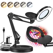 Lupe mit Licht und Ständer LED Licht Desktop Stand Leselupe Vergrößerung 10X-15X