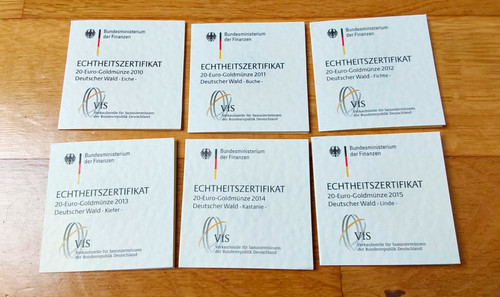 Echtheitszertifikate für - , 20