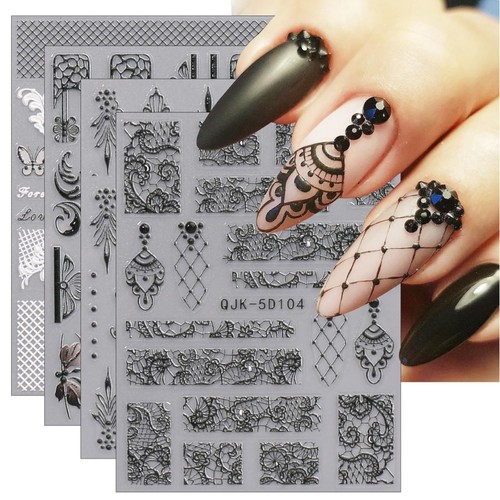 Nagelsticker schwarz weiß - schwarz,