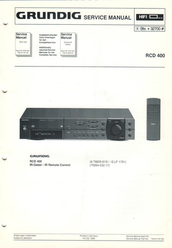 Grundig rcd 400 - grundig, service