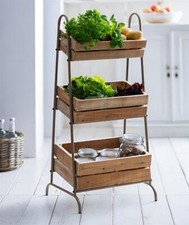 Küchenregal Kistenregal Obstregal "Rustikal" mit 3 Kisten aus recyceltem Holz