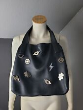 COCCINELLE HANDTASCHE SCHULTERTASCHE SCHWARZ LEDER METALLVERZIERUNG 2311019