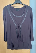 Twinset Taifun Gerry Weber Gr. M/L Top Shirt Viskose braun fliesend Strickjacke