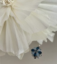 Blumen Anhänger mit blauen Schmucksteinen HellBlau Dunkelblau Silber 925 QVC