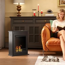 HOMCOM Bioethanol Kaminofen Freistehend Ethanol Kamin 3 Std. Brenndauer, Schwarz