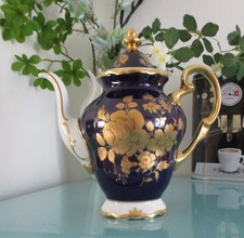 Weimar Porzellan echt Weimar Kobalt 31 - Kaffeekanne - Rosendekor