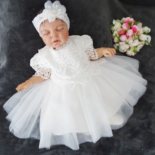 Taufkleid stirnband schuhe - taufkleid,