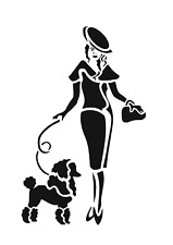 Schablone " Lady mit Hund "