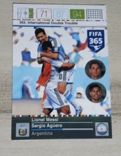 Panini Adrenalyn XL Fifa 365 2015 International Double Trouble Messi Aguero #362