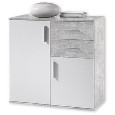 Kommode - weiß-Beton-Optik - 80 cm breit Sideboard Anrichte Beistellschrank