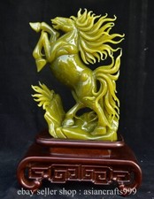 13.6" Chinesische natürliche Xiu grüne Jade Schnitzen 12Zodiac Tier Pferd Statue