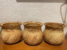 Vorratsdosen 3erSet Keramik ohne Deckel Salz Zucker Mehl Weizen Muster 