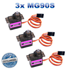 ✅ 3 Stück Servo MG90S Metalgetriebe Mini Micro JR Stecker Flugzeug Ruderhorn 13g