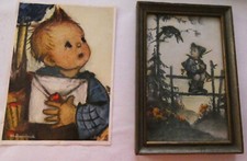 Hummelbild gerahmt aus den 1950 Jahren + Postkarte Liebesbrief