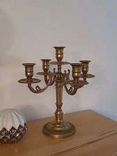 VINTAGE MESSING 5 ARMIGER KERZENLEUCHTER KANDELABER,33 cm. HOCH