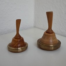 Miniatur Mini Eisstock aus Holz mit Messing Ring  2 Stück