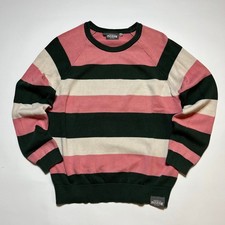 Mazine Pullover Strick Winter Zara Style Damen grün rosa gestreift L