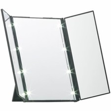 Klappbarer Schminkspiegel mit 8 LEDs und Ständer, batteriebetrieben